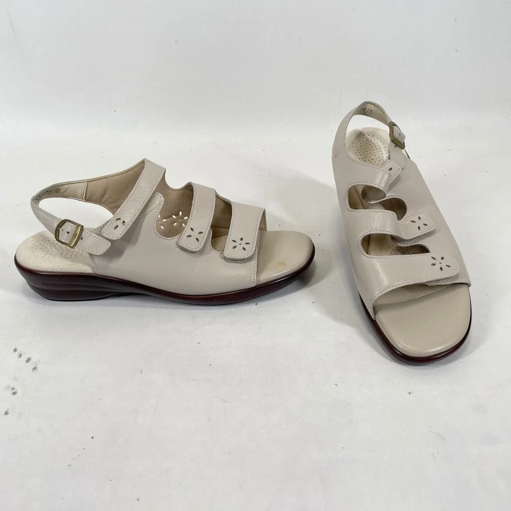 SAS Lois Bone Leather Tripad Comfort Walking Sandals Womens 9 M Made in USA
